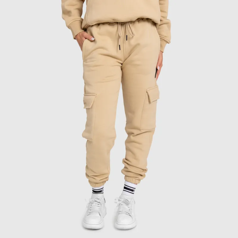 Pantaloni de trening damă Iron Aesthetics Cargo, bej-5