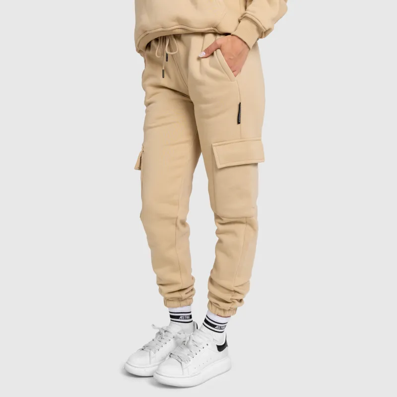Pantaloni de trening damă Iron Aesthetics Cargo, bej-6