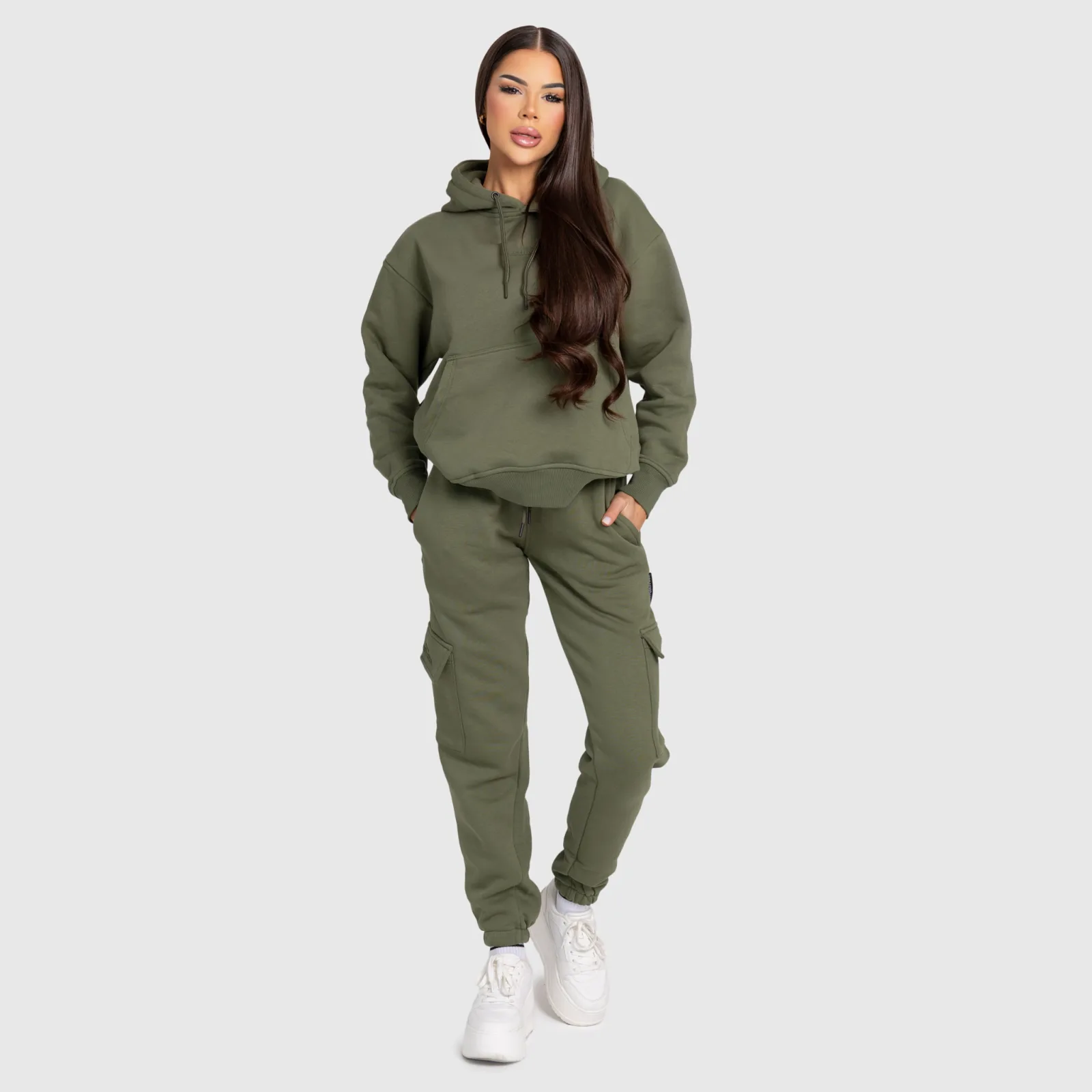 Set oversize damă Iron Aesthetics Cargo, verde-1