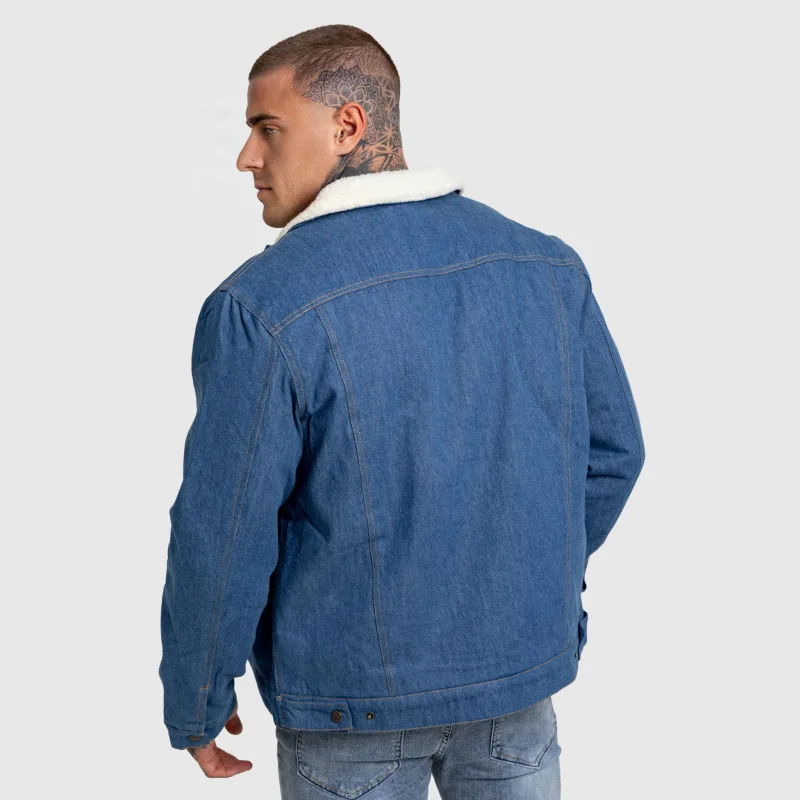 Geacă de blugi bărbați Iron Aesthetics Sherpa, albastră-5