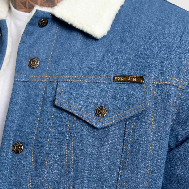 Geacă de blugi bărbați Iron Aesthetics Sherpa, albastră-6
