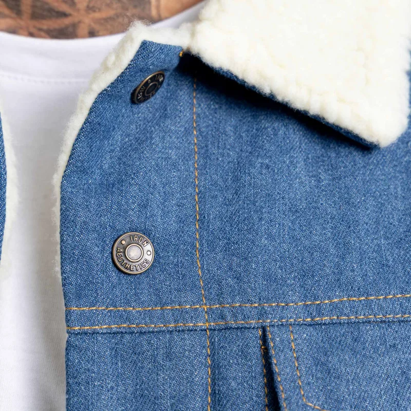 Geacă de blugi bărbați Iron Aesthetics Sherpa, albastră-8