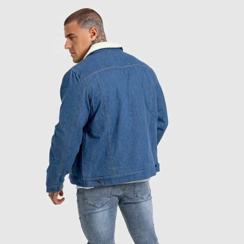 Geacă de blugi bărbați Iron Aesthetics Sherpa, albastră-11