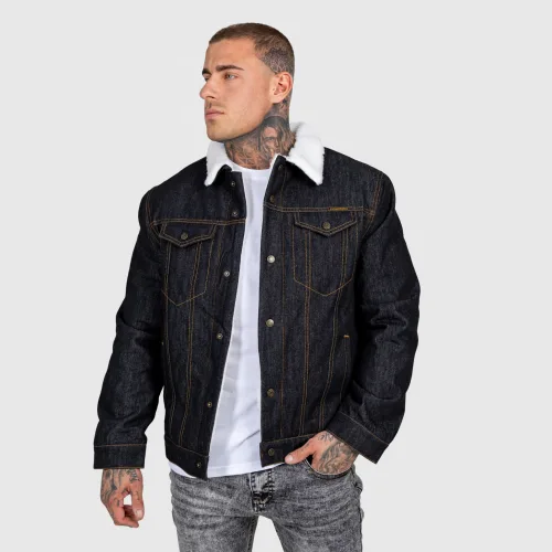Geacă de blugi bărbați Iron Aesthetics Sherpa, neagră