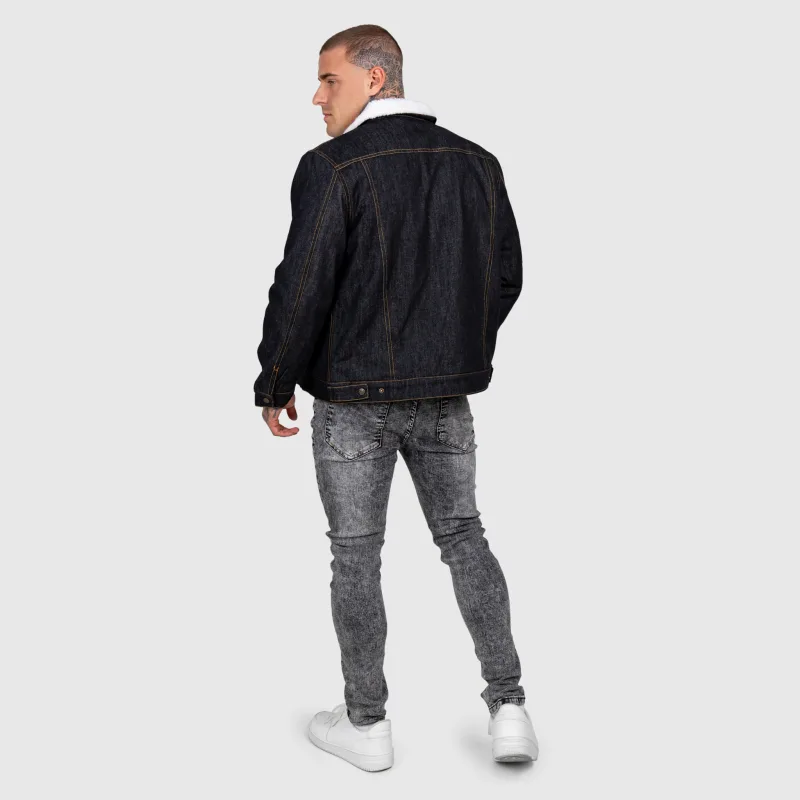 Geacă de blugi bărbați Iron Aesthetics Sherpa, neagră-17