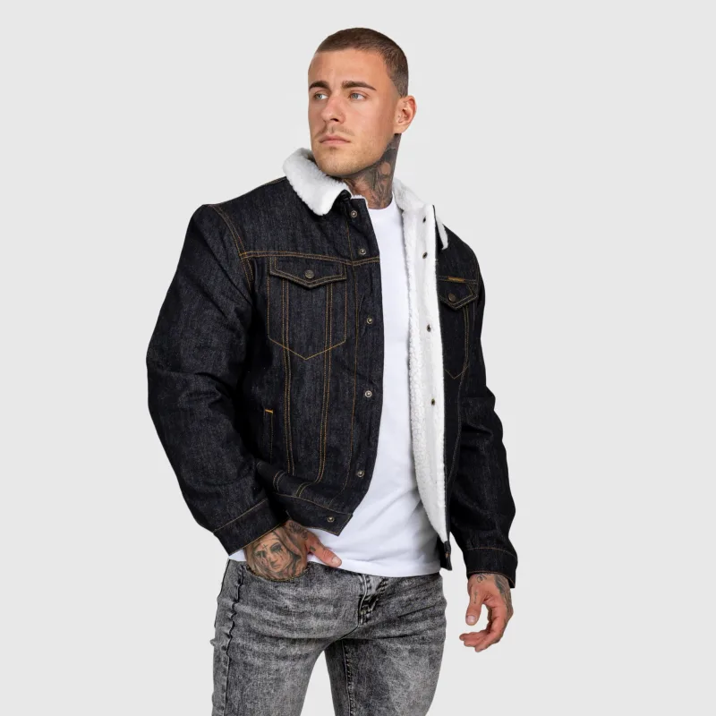 Geacă de blugi bărbați Iron Aesthetics Sherpa, neagră-5
