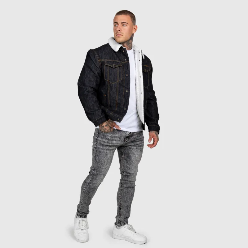 Geacă de blugi bărbați Iron Aesthetics Sherpa, neagră-16