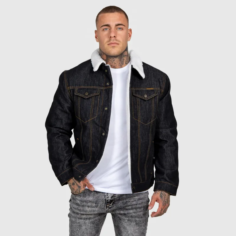 Geacă de blugi bărbați Iron Aesthetics Sherpa, neagră-6