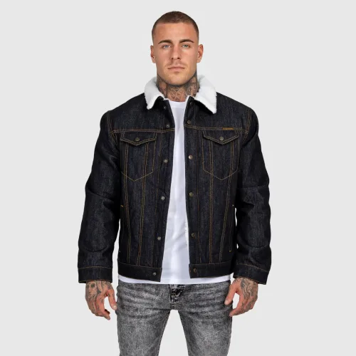 Geacă de blugi bărbați Iron Aesthetics Sherpa, neagră