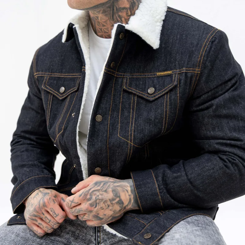 Geacă de blugi bărbați Iron Aesthetics Sherpa, neagră-18