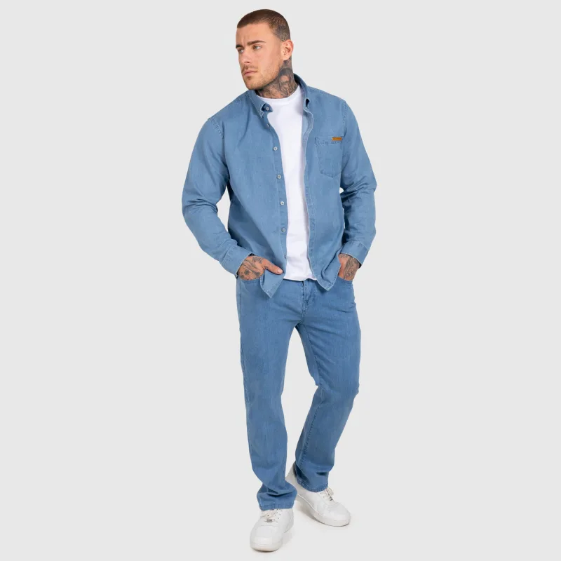 Cămașă de blugi bărbați Iron Aesthetics Urban, albastru deschisă-15