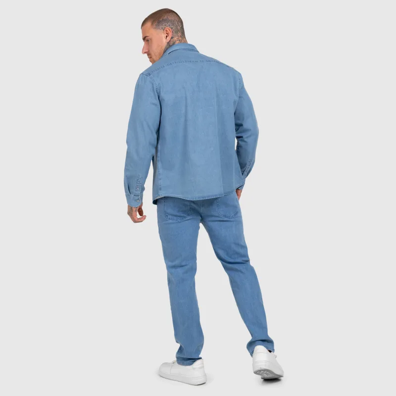 Cămașă de blugi bărbați Iron Aesthetics Urban, albastru deschisă-16
