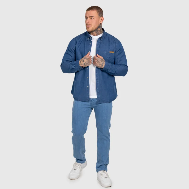 Cămașă de blugi bărbați Iron Aesthetics Urban, albastru închisă-13