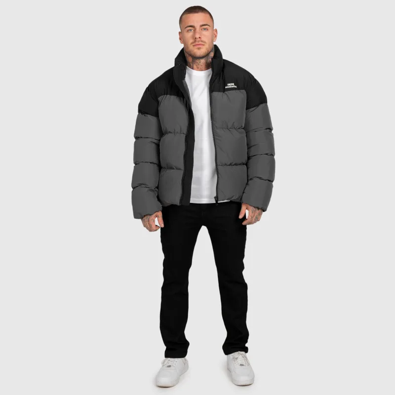 Geacă bărbați Iron Aesthetics Block Puffer, black/grey-11