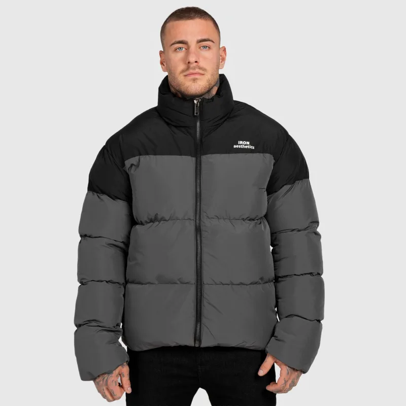 Geacă bărbați Iron Aesthetics Block Puffer, black/grey-2