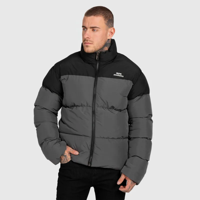Geacă bărbați Iron Aesthetics Block Puffer, black/grey-5
