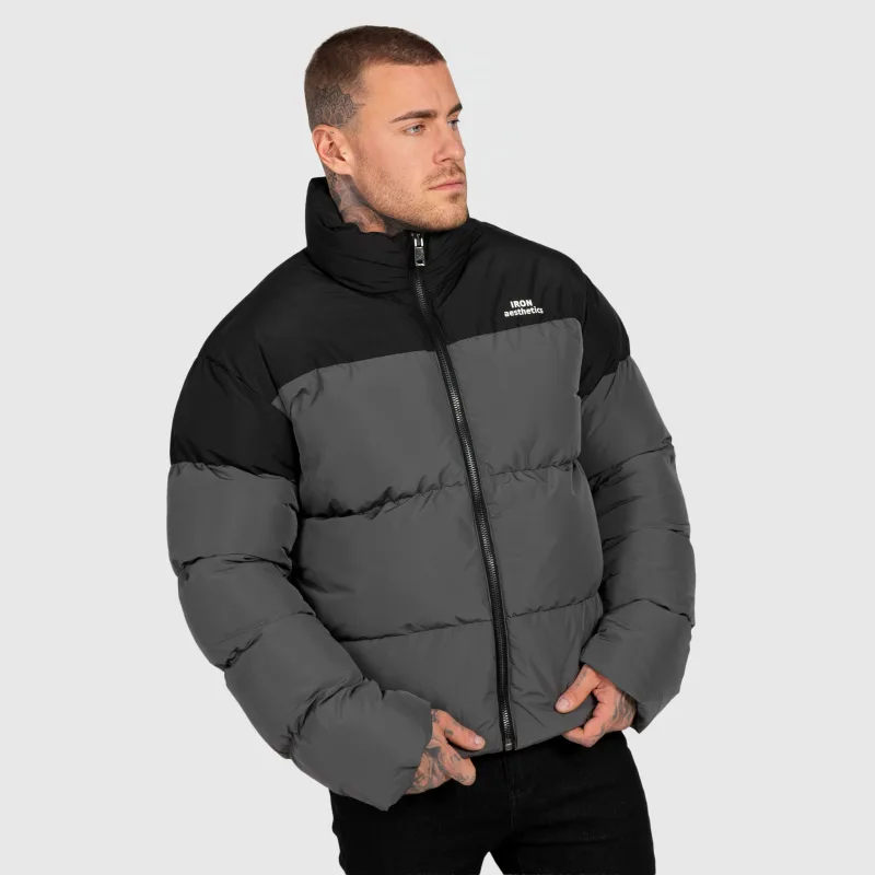 Geacă bărbați Iron Aesthetics Block Puffer, black/grey-6