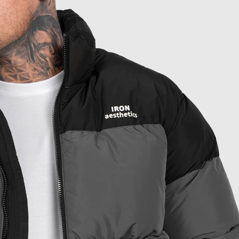 Geacă bărbați Iron Aesthetics Block Puffer, black/grey-9
