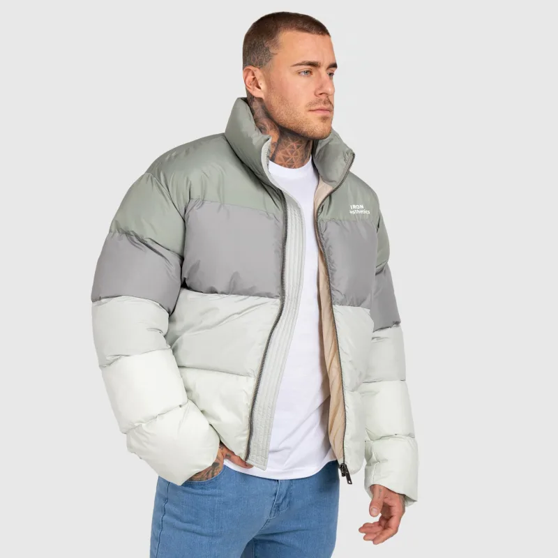 Geacă bărbați Iron Aesthetics Block Puffer, green-3