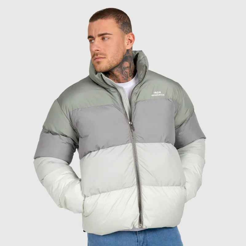 Geacă bărbați Iron Aesthetics Block Puffer, green-2