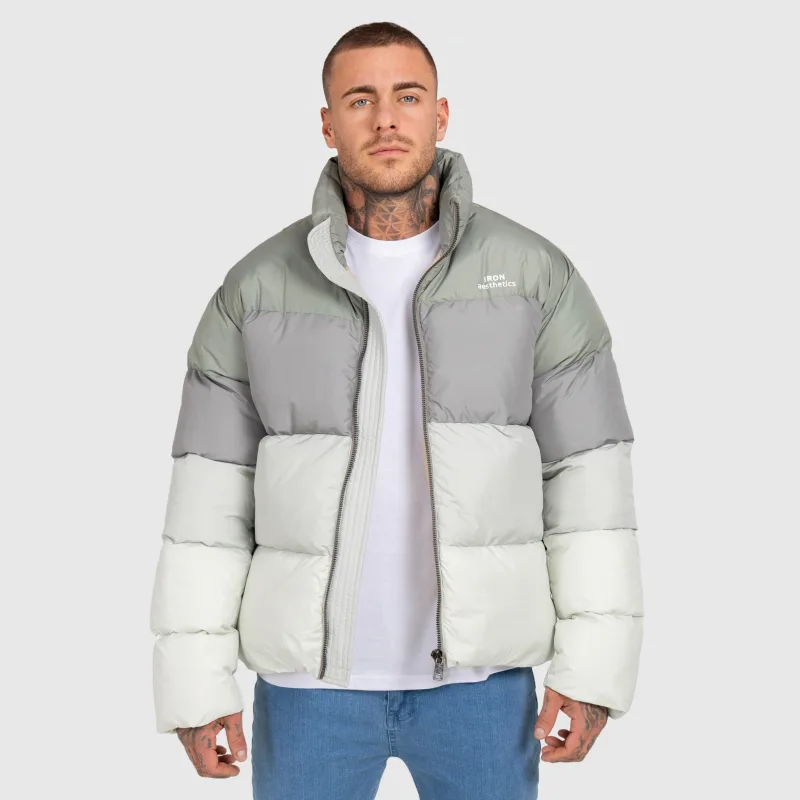 Geacă bărbați Iron Aesthetics Block Puffer, green-5