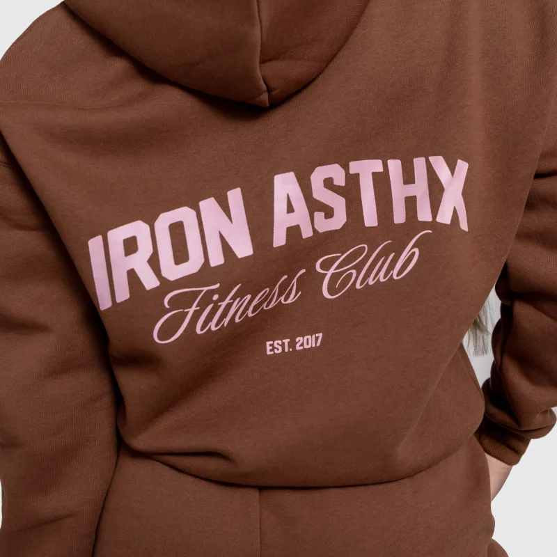 Hanorac damă Iron Aesthetics Fitness Club, maro-6