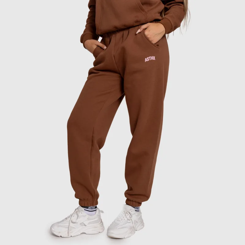 Pantaloni de trening damă Iron Aesthetics Fitness Club, maro-1