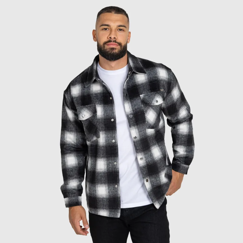Cămașă în carouri bărbați Iron Aesthetics Timber, black/white-1