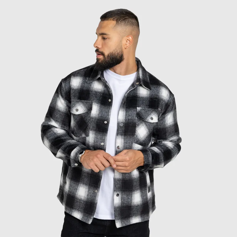 Cămașă în carouri bărbați Iron Aesthetics Timber, black/white-2
