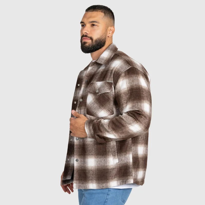 Cămașă în carouri bărbați Iron Aesthetics Timber, brown/white-3
