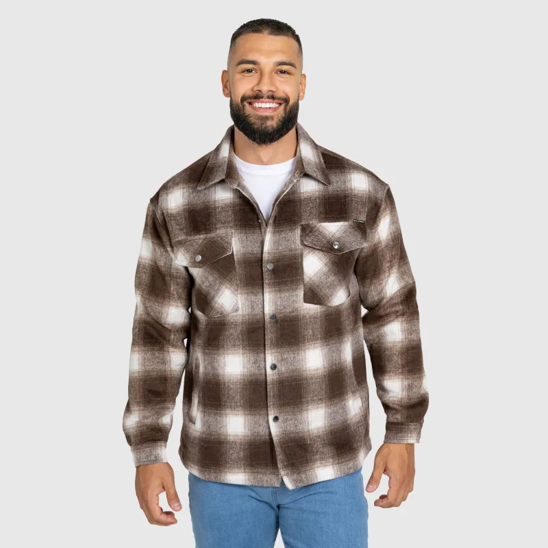 Cămașă în carouri bărbați Iron Aesthetics Timber, brown/white-2