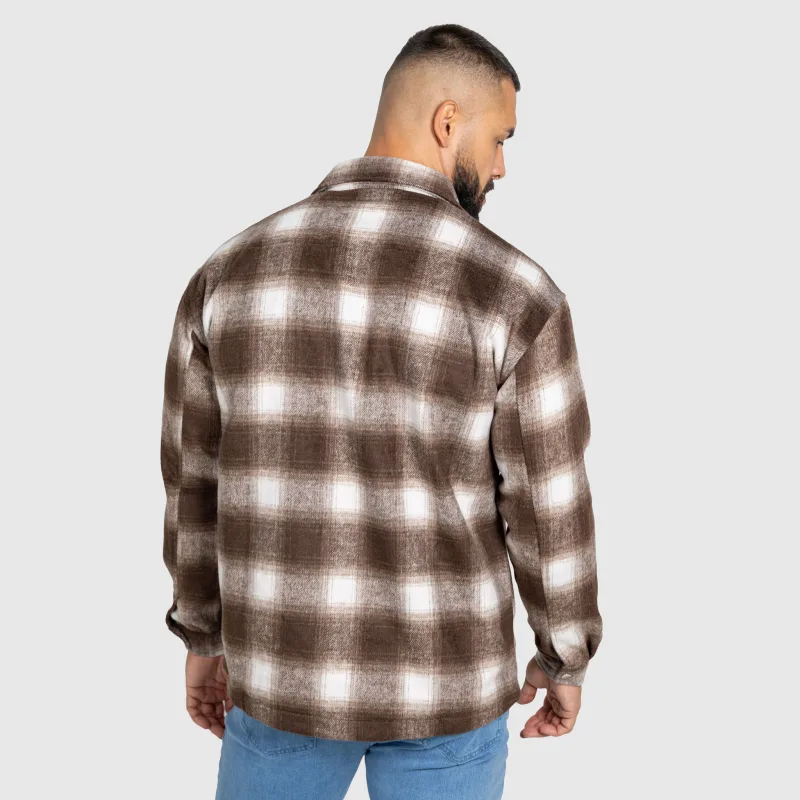 Cămașă în carouri bărbați Iron Aesthetics Timber, brown/white-9