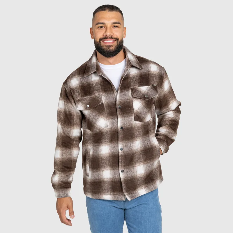 Cămașă în carouri bărbați Iron Aesthetics Timber, brown/white-4