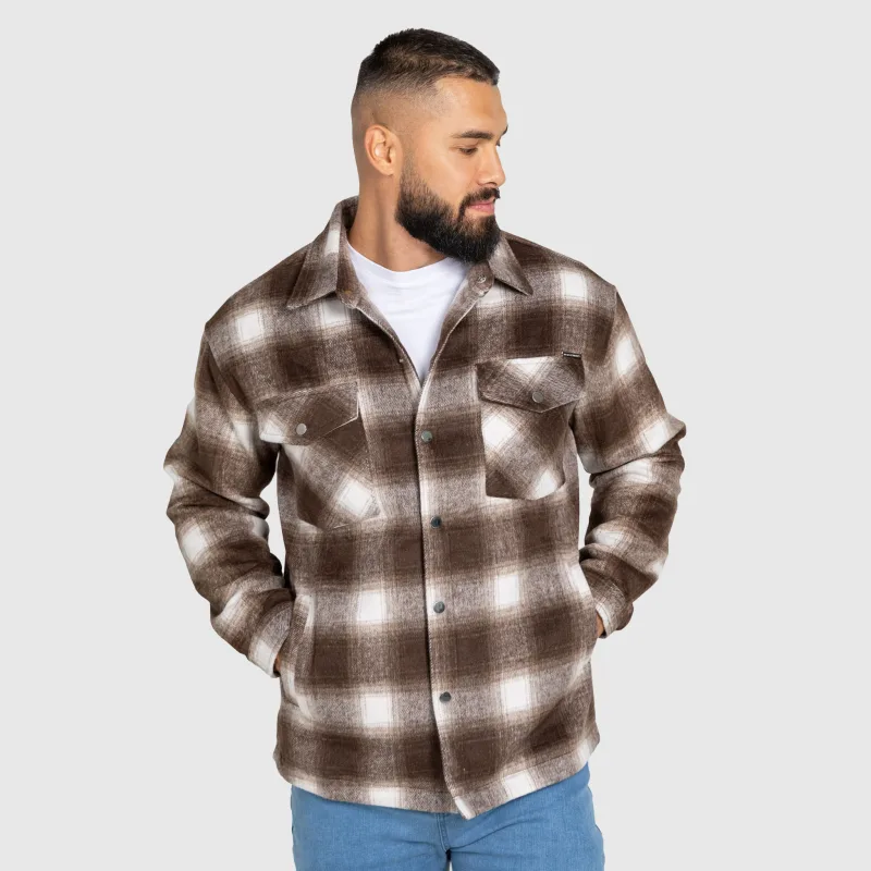 Cămașă în carouri bărbați Iron Aesthetics Timber, brown/white-6