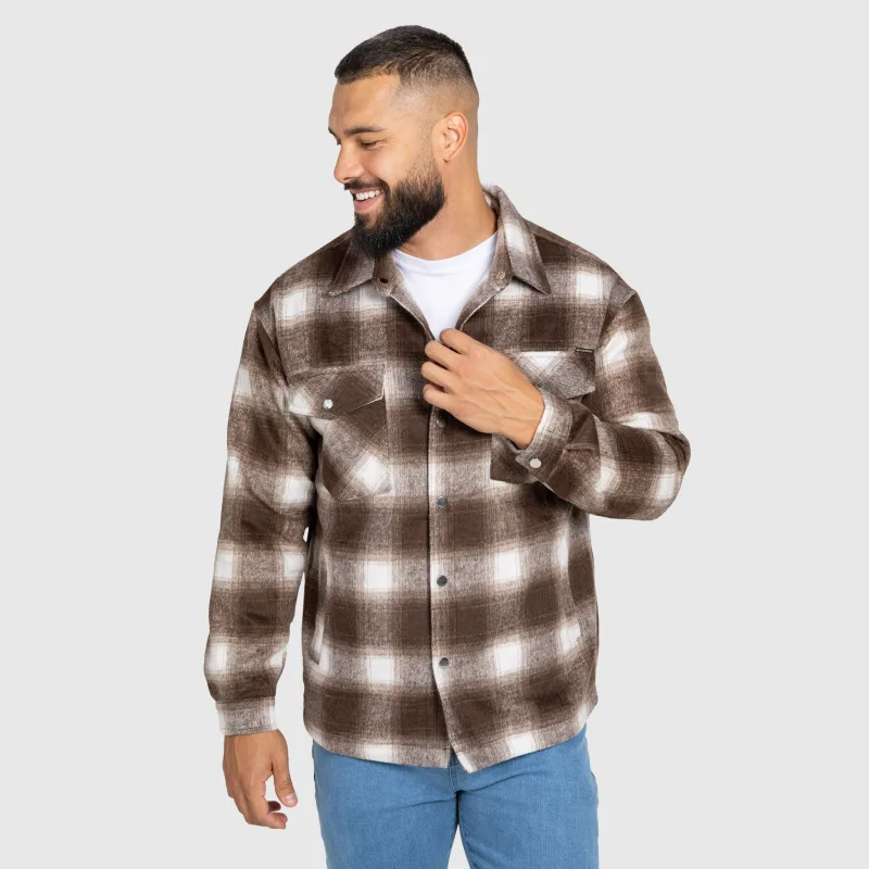Cămașă în carouri bărbați Iron Aesthetics Timber, brown/white-7