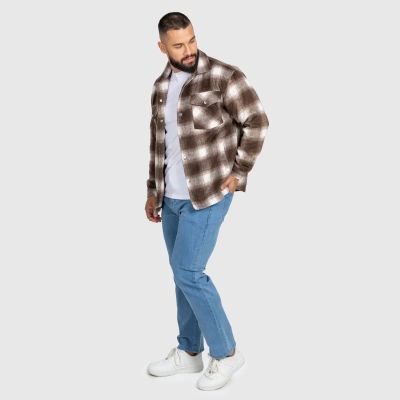 Cămașă în carouri bărbați Iron Aesthetics Timber, brown/white-15