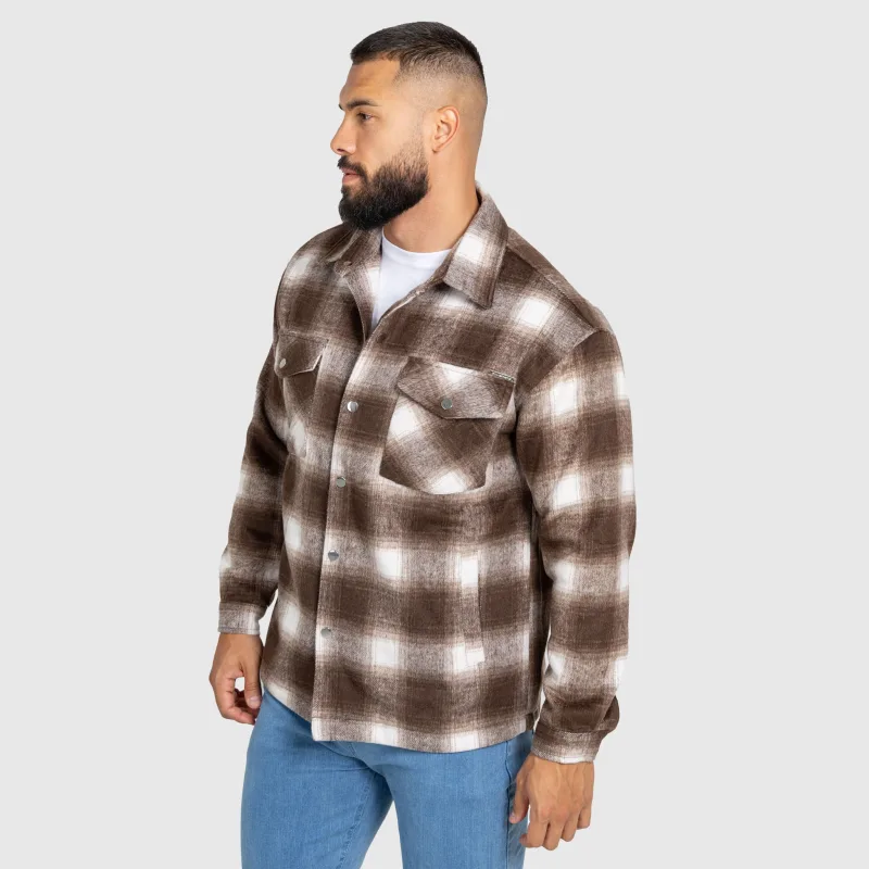 Cămașă în carouri bărbați Iron Aesthetics Timber, brown/white-8