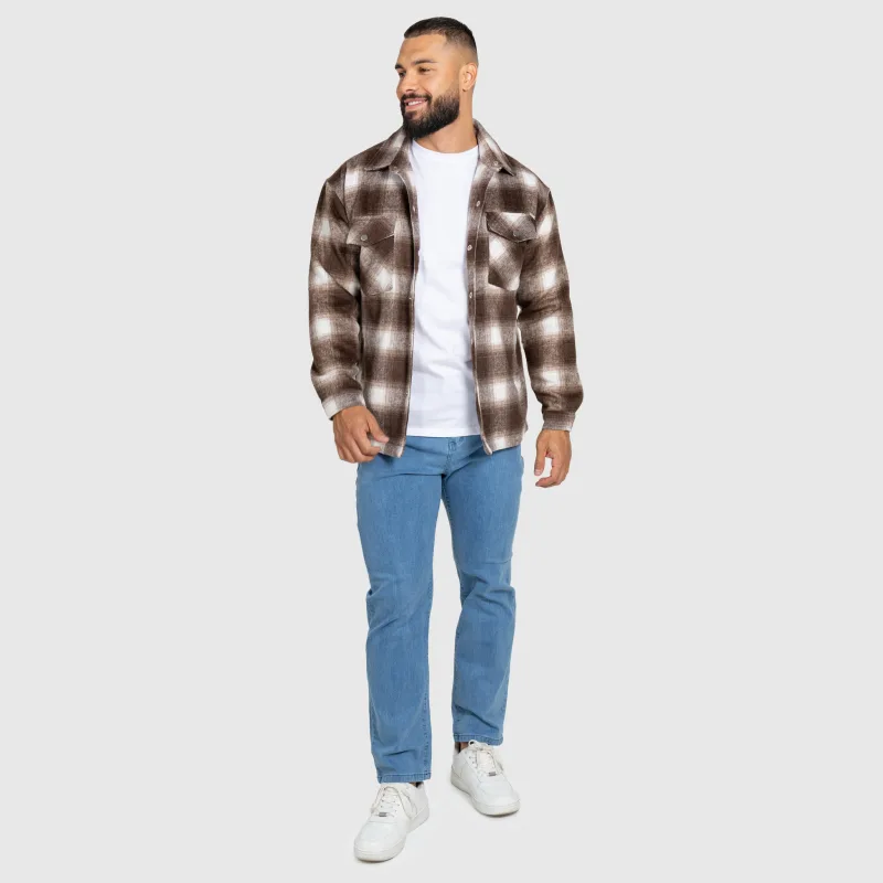 Cămașă în carouri bărbați Iron Aesthetics Timber, brown/white-14