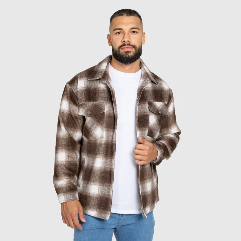 Cămașă în carouri bărbați Iron Aesthetics Timber, brown/white-5