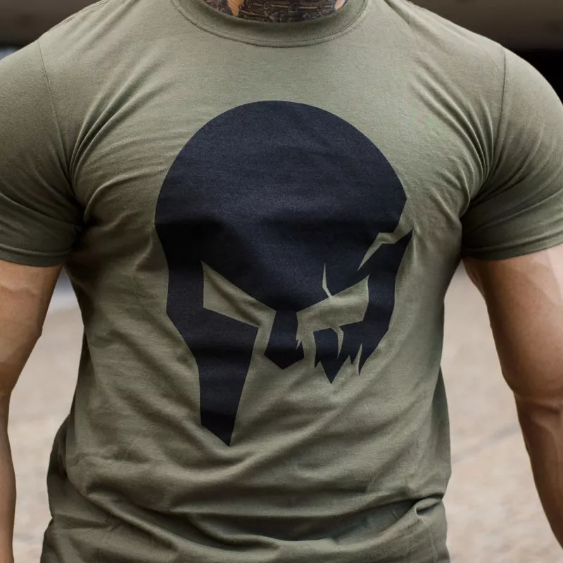 Tricou Ultrasoft Iron Aesthetics Skull, verde armată-5