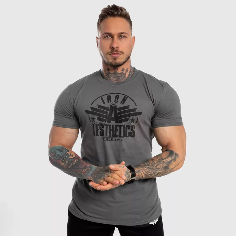Tricou fitness pentru bărbați Iron Aesthetics Force, gri-1