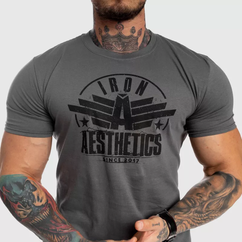 Tricou fitness pentru bărbați Iron Aesthetics Force, gri-3