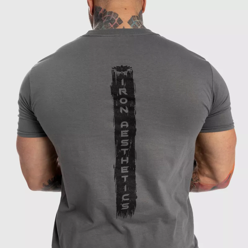 Tricou fitness pentru bărbați Iron Aesthetics Force, gri-2
