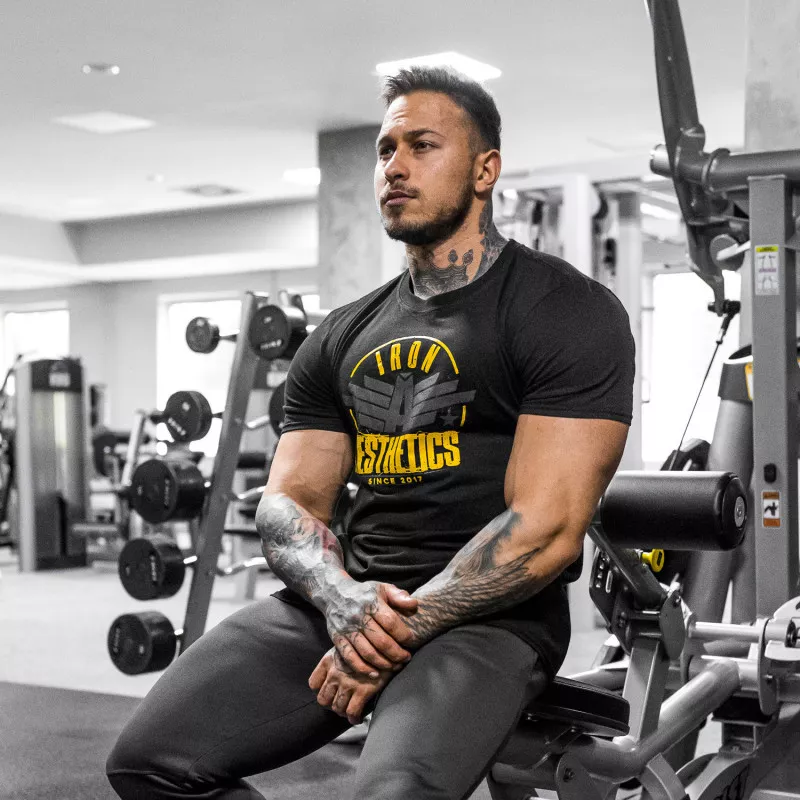 Tricou fitness pentru bărbați Iron Aesthetics Force, negru-3