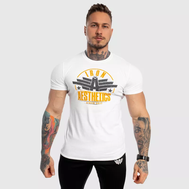 Tricou fitness pentru bărbați Iron Aesthetics Force, alb-1