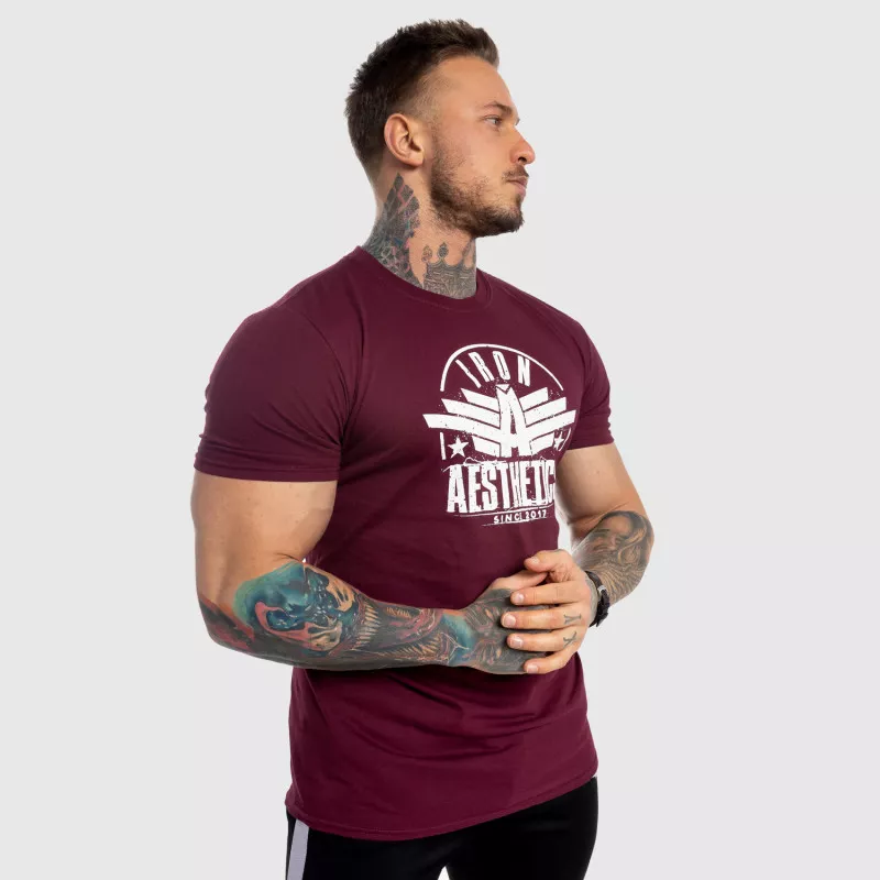 Tricou fitness pentru bărbați Iron Aesthetics Force, vișiniu-4