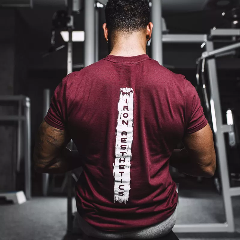 Tricou fitness pentru bărbați Iron Aesthetics Force, vișiniu-3