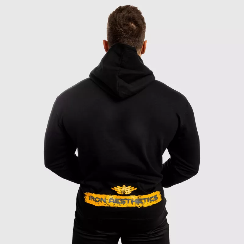 Hanorac fitness fără fermoar Iron Aesthetics Force, negru-2