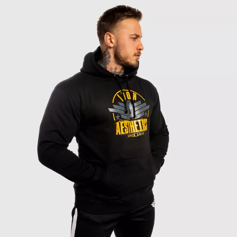Hanorac fitness fără fermoar Iron Aesthetics Force, negru-3