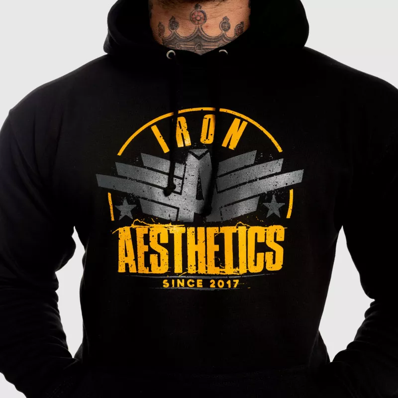 Hanorac fitness fără fermoar Iron Aesthetics Force, negru-4